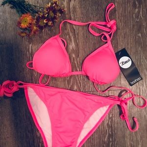 NEW! Boohoo Pink Triangle Bikini
